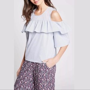 EUC BCBG Generation Cold Shoulder Top, Ruffles, Size S